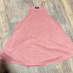 Mauve Pink Faux Suede Flowy Top